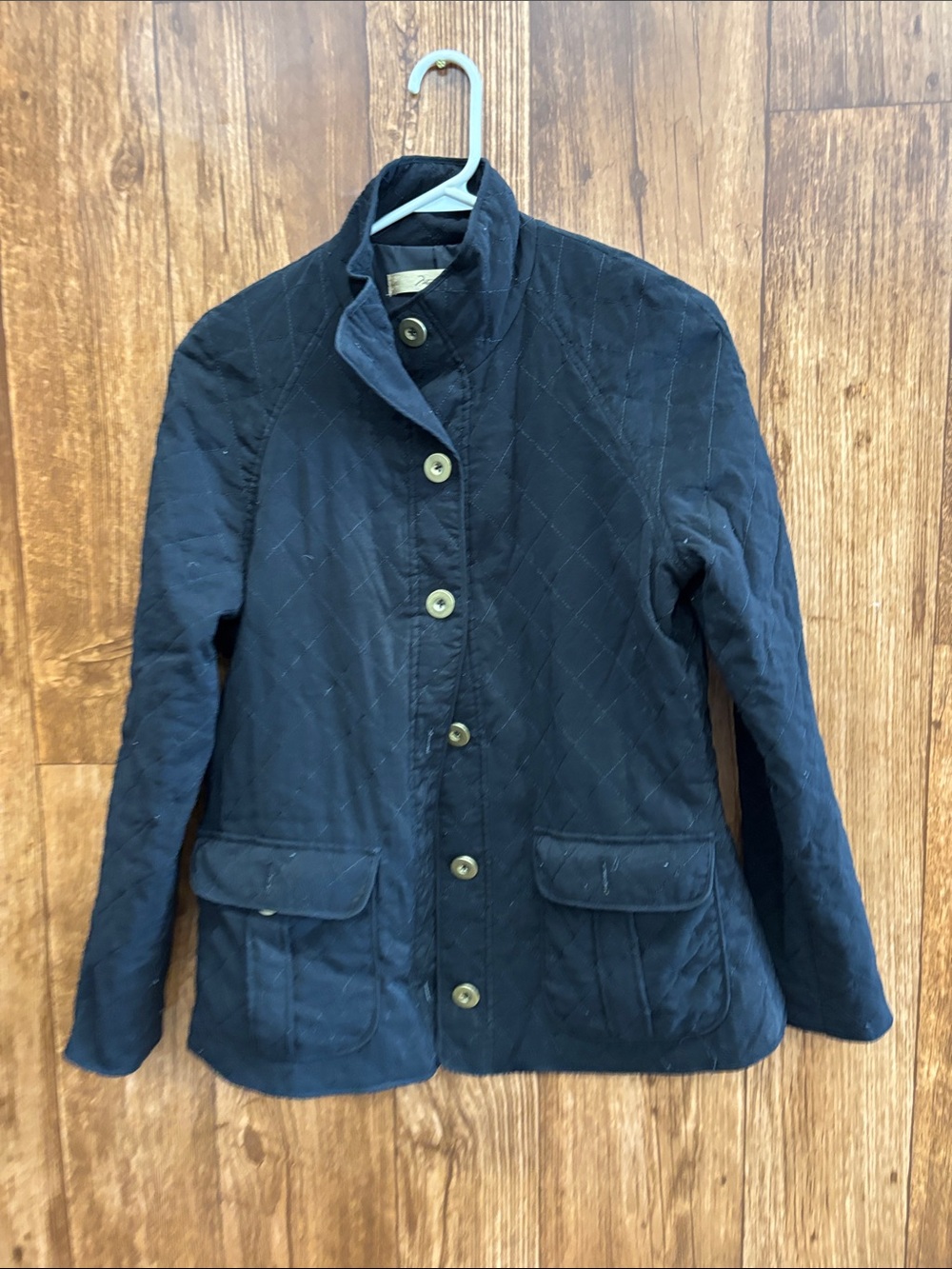 Trotto Men's Quilted Navy Pea Coat - Classic Button Front